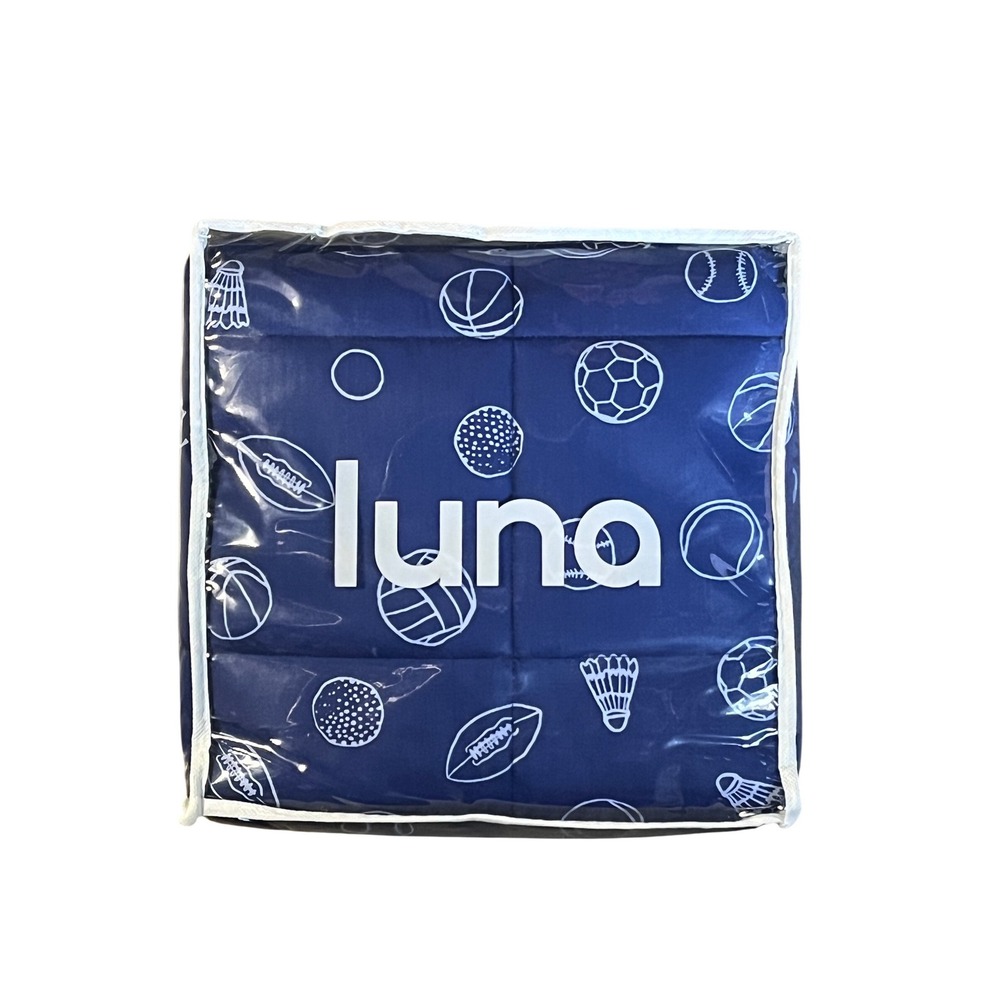 Luna‎ Kids Weighted Blanket Navy Blue Sports Print Sensory Heavy Blanket New